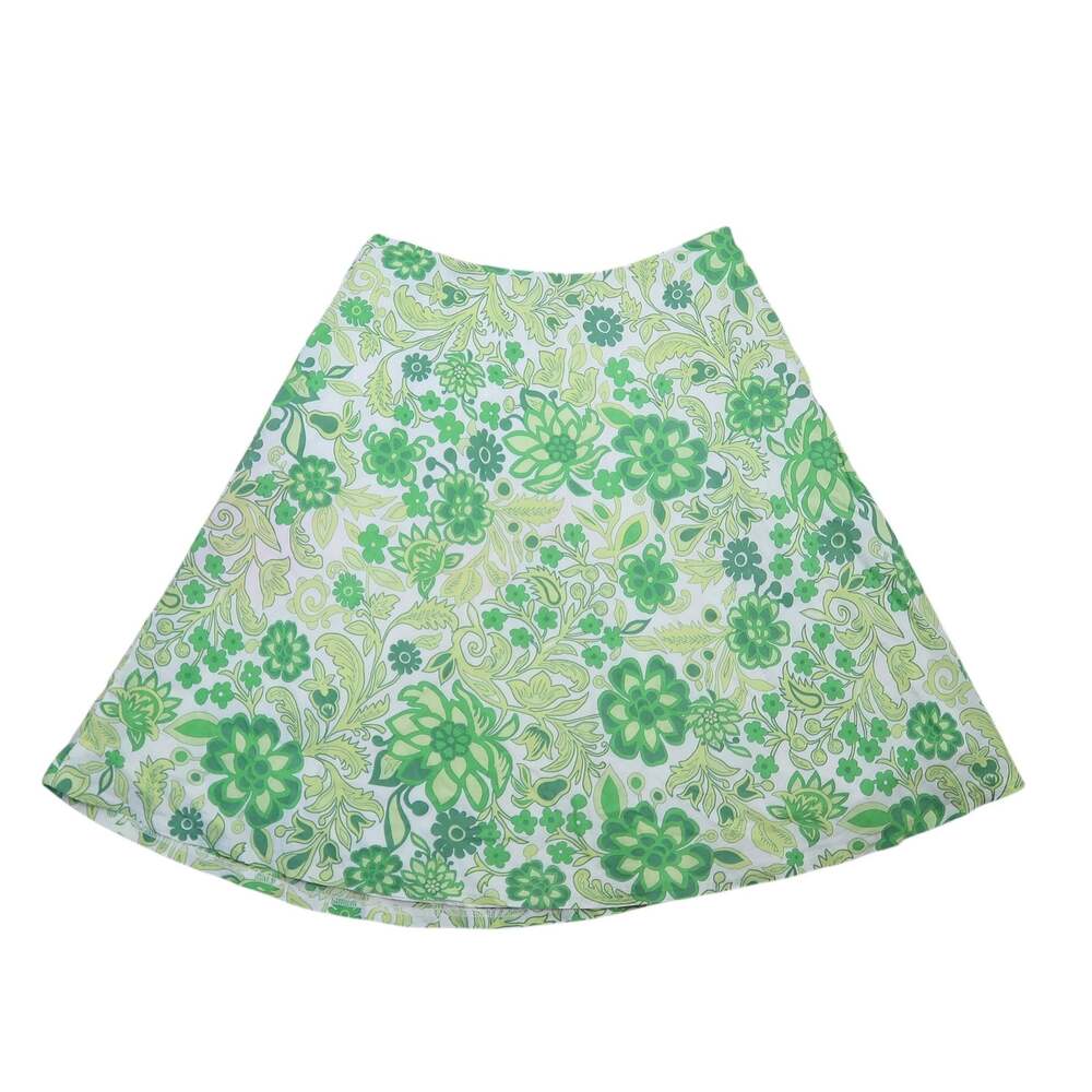 Vintage Y2K Gap Green and White Floral A-Line Mini Skirt 2